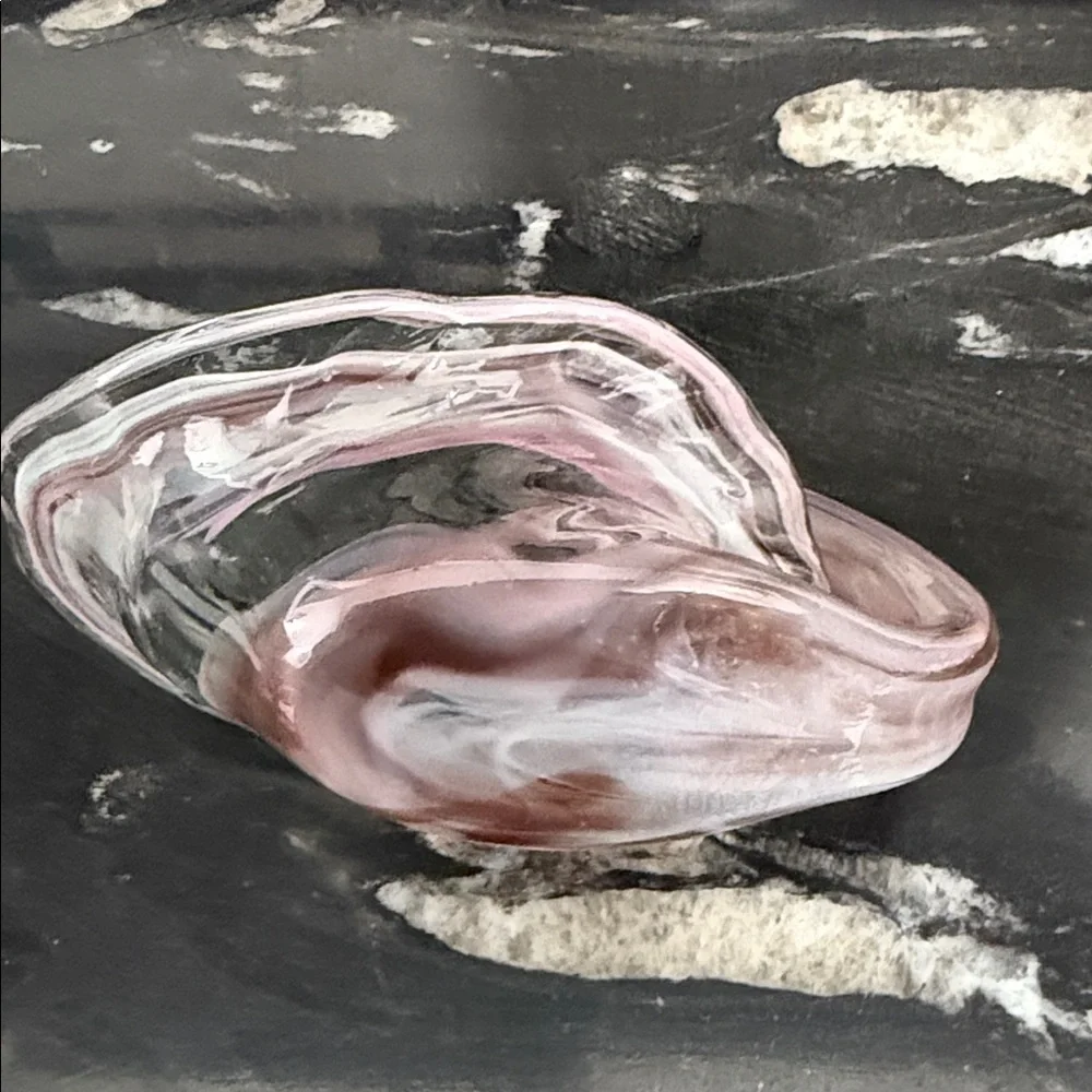 Vintage Hand Made Blown Glass Bowl Swirl Design Murano Style 7